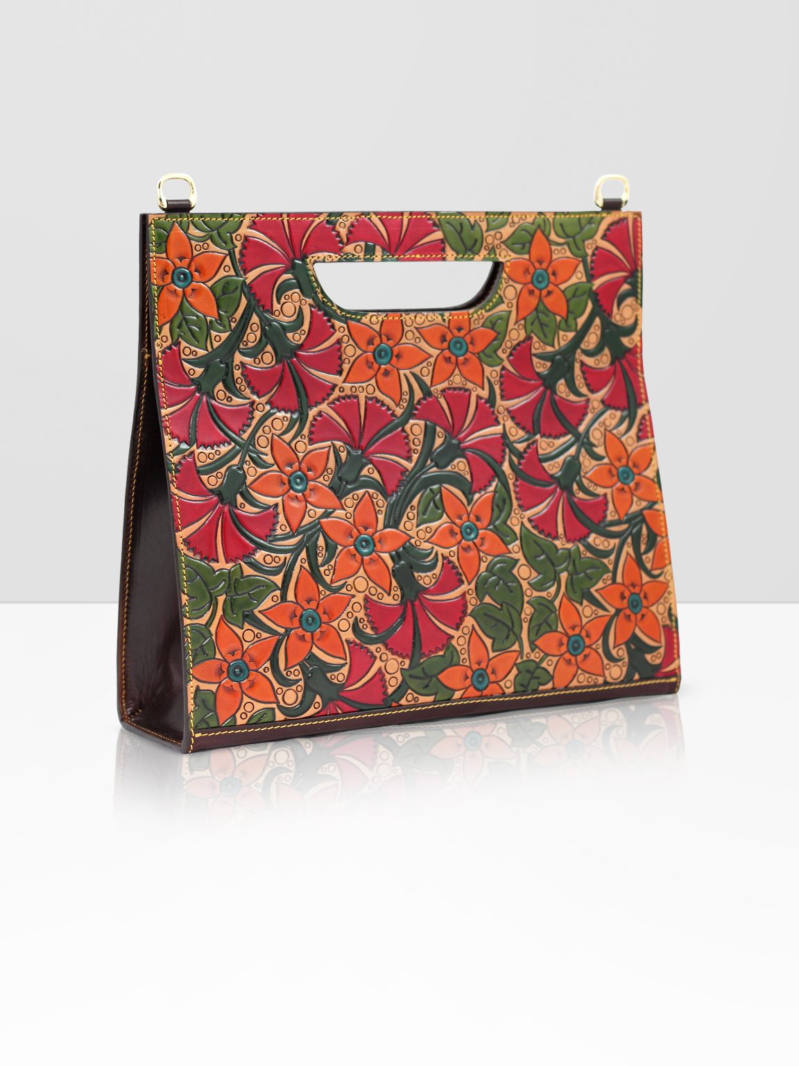 Carnation Collection Square Leather Handbag | Work of Artisans