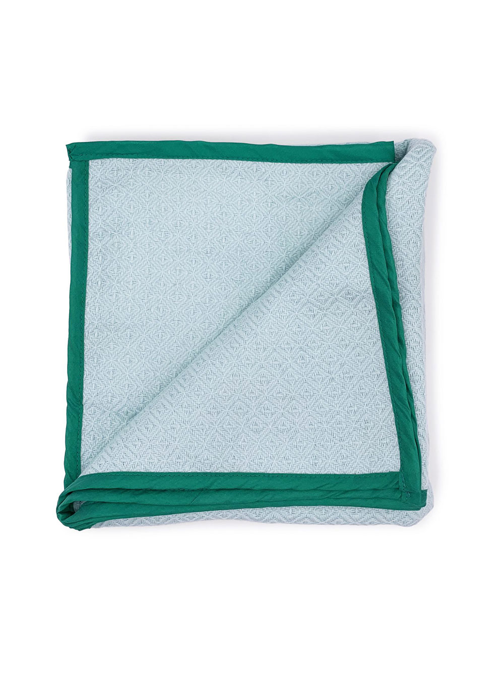 Organic Cotton Woven Baby Blanket -Sea Green w/Dark Green Hemming ...